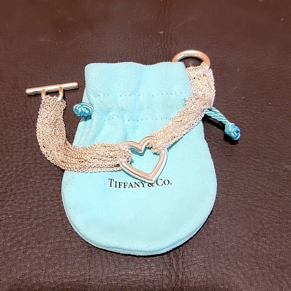 Tiffany & Co Vintage 10 Strand Mesh Toggle Heart Bracelet - Picture 3 of 8